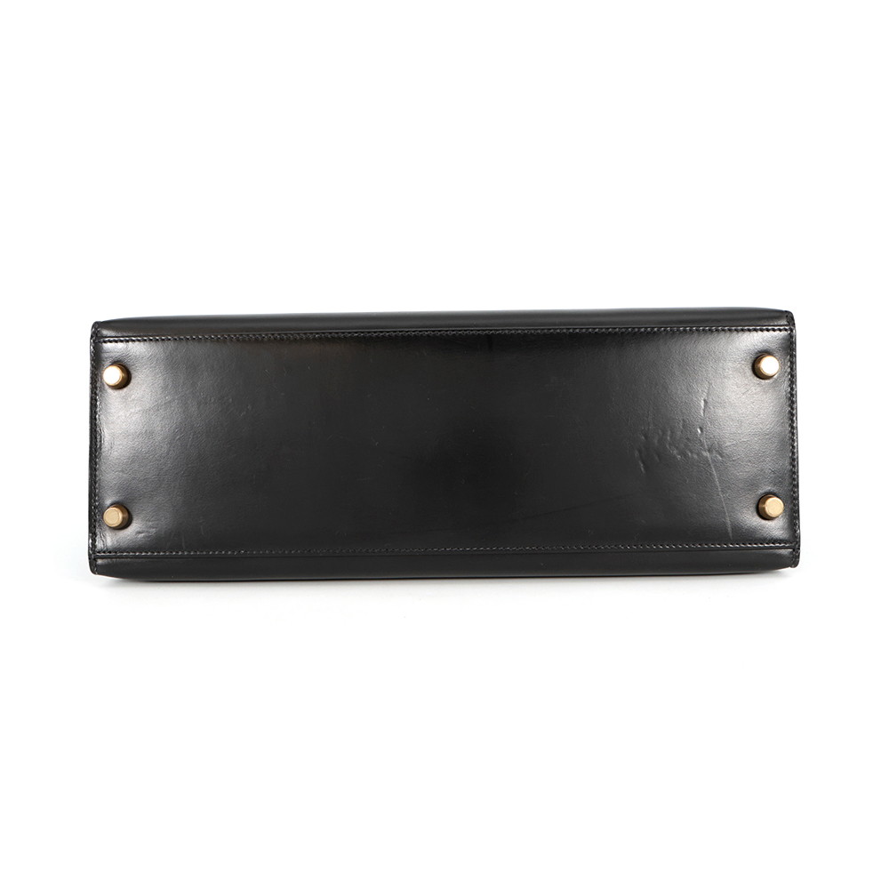 エルメス ハンドバッグ ケリー32 外縫い ブラック/ゴールド金具 ボックスカーフ 〇W刻印 2wayショルダー 黒