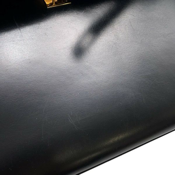 エルメス ハンドバッグ ケリー32 外縫い ブラック/ゴールド金具 ボックスカーフ 〇W刻印 2wayショルダー 黒