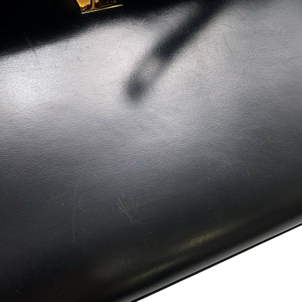 エルメス ハンドバッグ ケリー32 外縫い ブラック/ゴールド金具 ボックスカーフ 〇W刻印 2wayショルダー 黒