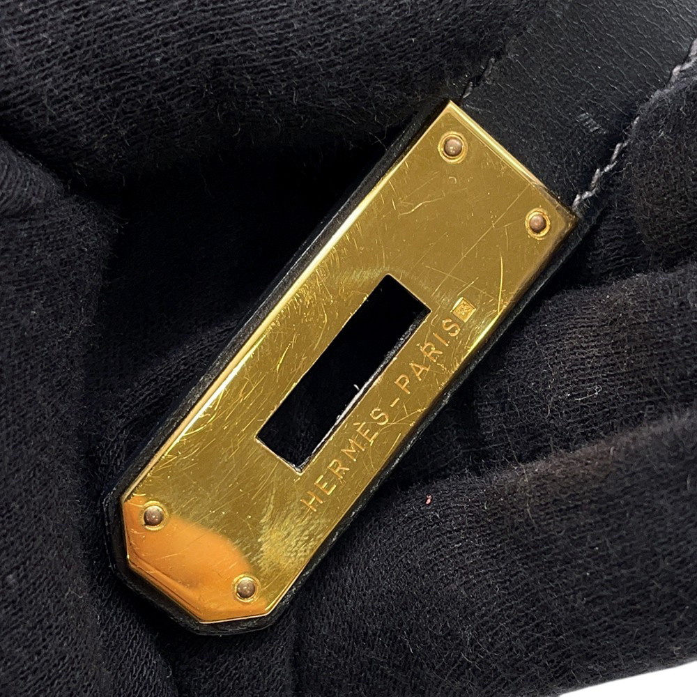エルメス ハンドバッグ ケリー32 外縫い ブラック/ゴールド金具 ボックスカーフ 〇W刻印 2wayショルダー 黒