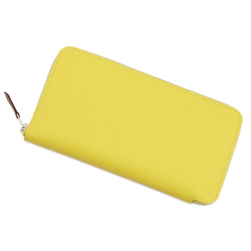 エルメス 長財布 アザップロング シルクイン ライム/シルバー金具 エバーカラー W刻印 財布