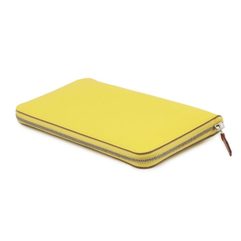 エルメス 長財布 アザップロング シルクイン ライム/シルバー金具 エバーカラー W刻印 財布