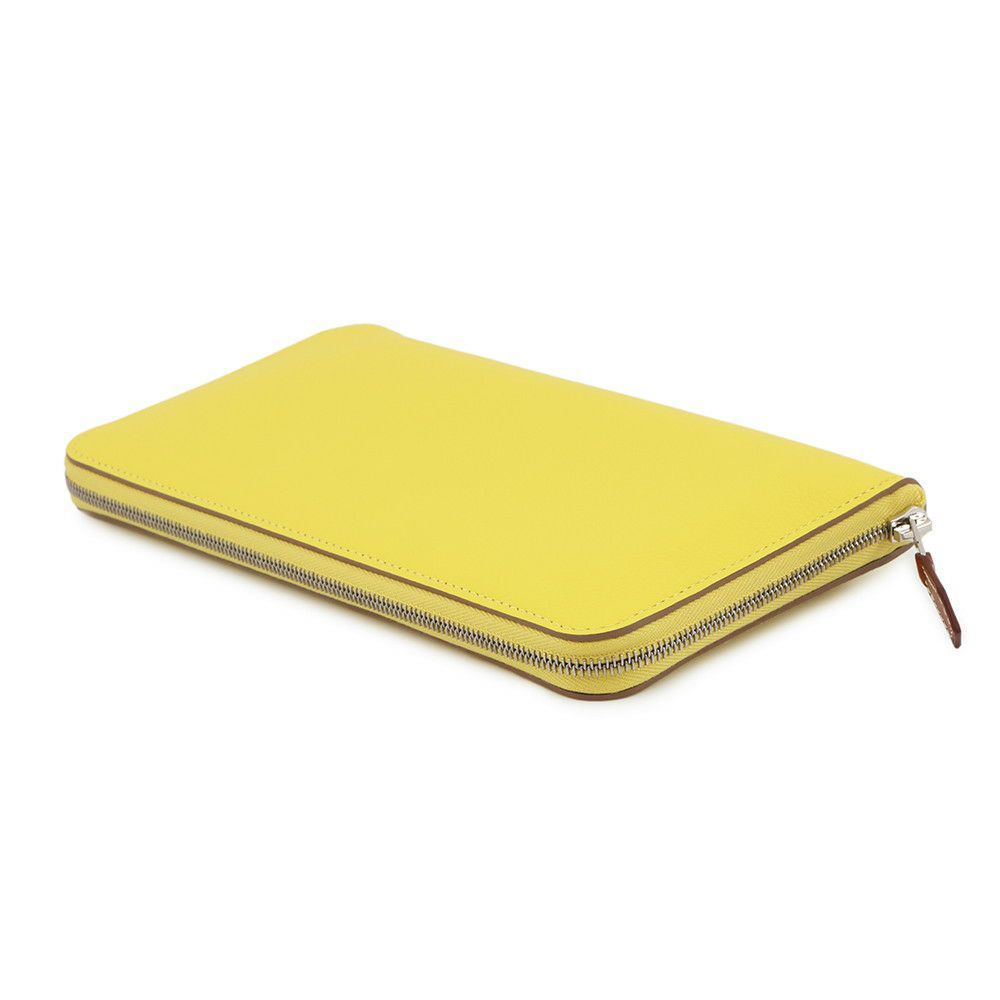 エルメス 長財布 アザップロング シルクイン ライム/シルバー金具 エバーカラー W刻印 財布