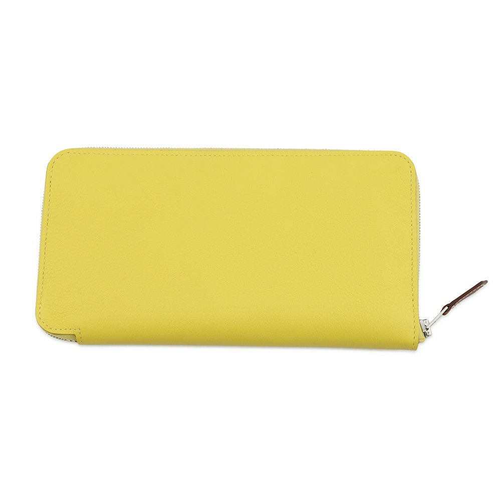 エルメス 長財布 アザップロング シルクイン ライム/シルバー金具 エバーカラー W刻印 財布