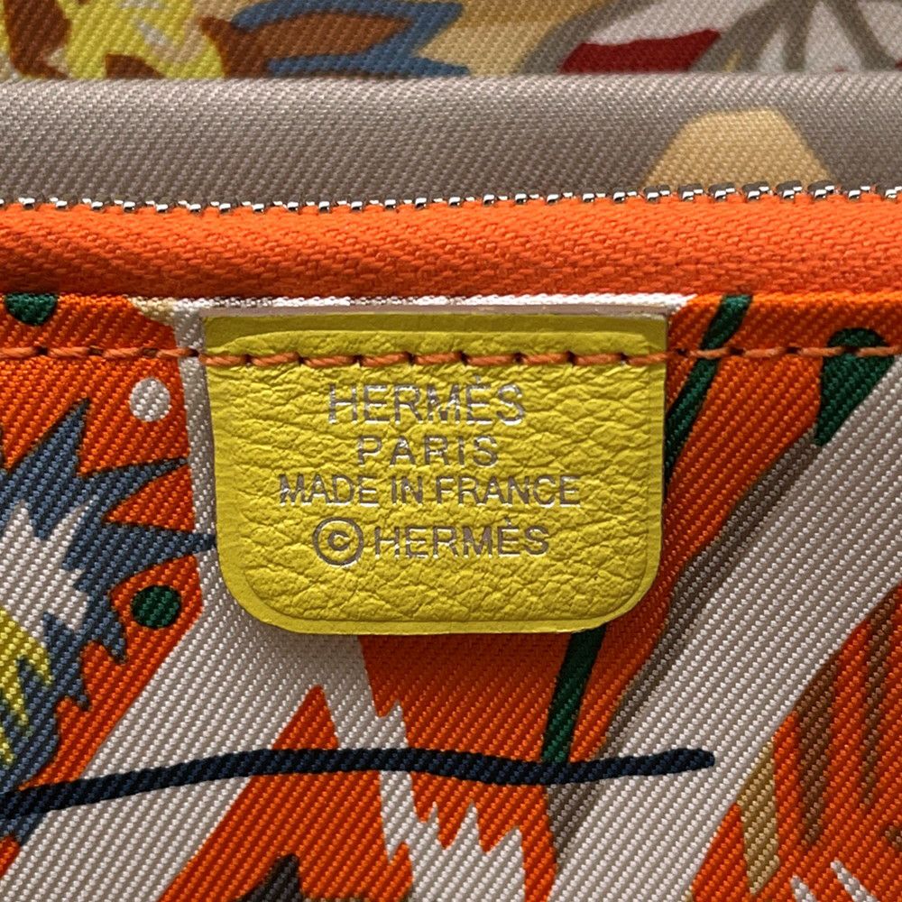 エルメス 長財布 アザップロング シルクイン ライム/シルバー金具 エバーカラー W刻印 財布