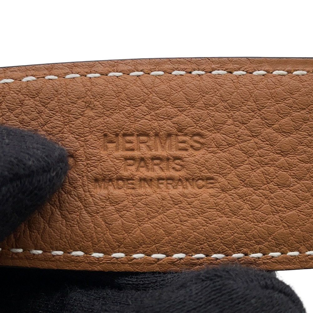 エルメス ベルト ジャンボ ブラック/ゴールド/シルバー金具 ボックスカーフ/トゴ W刻印 サイズ80 メンズ リバーシブル 黒