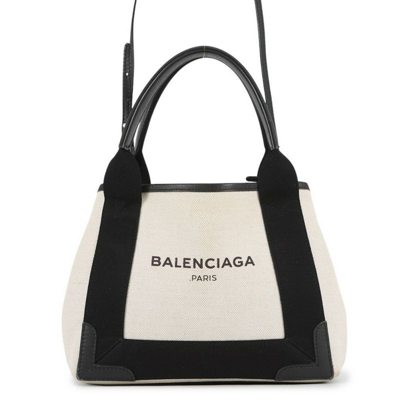 バレンシアガ ハンドバッグ ネイビーカバ XS 390346 BALENCIAGA バッグ ポーチ付き 黒 白