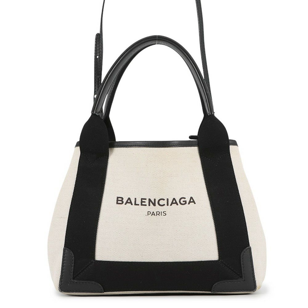 バレンシアガ ハンドバッグ ネイビーカバ XS 390346 BALENCIAGA バッグ ポーチ付き 黒 白