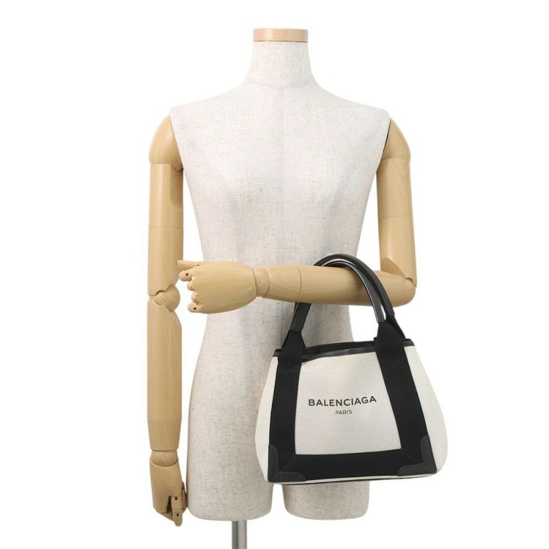 バレンシアガ ハンドバッグ ネイビーカバ XS 390346 BALENCIAGA バッグ ポーチ付き 黒 白