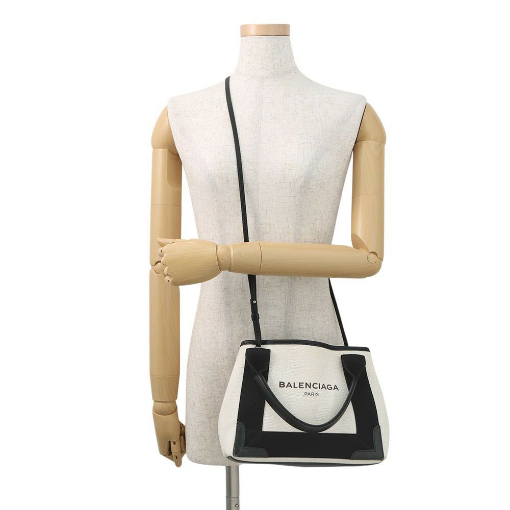 バレンシアガ ハンドバッグ ネイビーカバ XS 390346 BALENCIAGA バッグ ポーチ付き 黒 白
