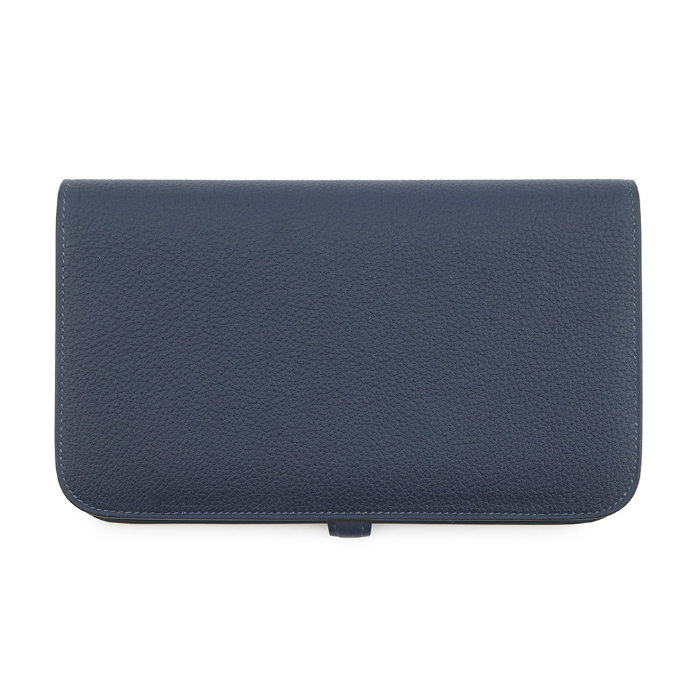 エルメス 長財布 ドゴンGM ブルーネイビー/シルバー金具 トゴ K刻印 HERMES 財布