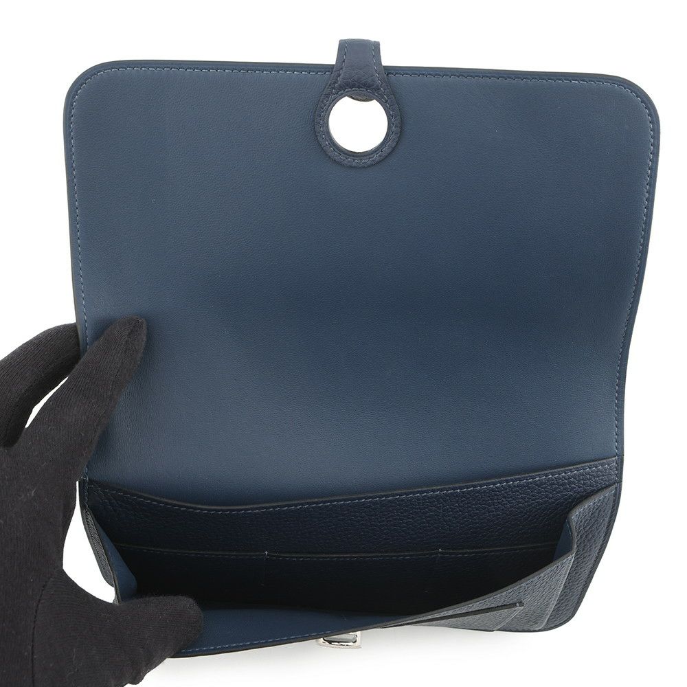 エルメス 長財布 ドゴンGM ブルーネイビー/シルバー金具 トゴ K刻印 HERMES 財布