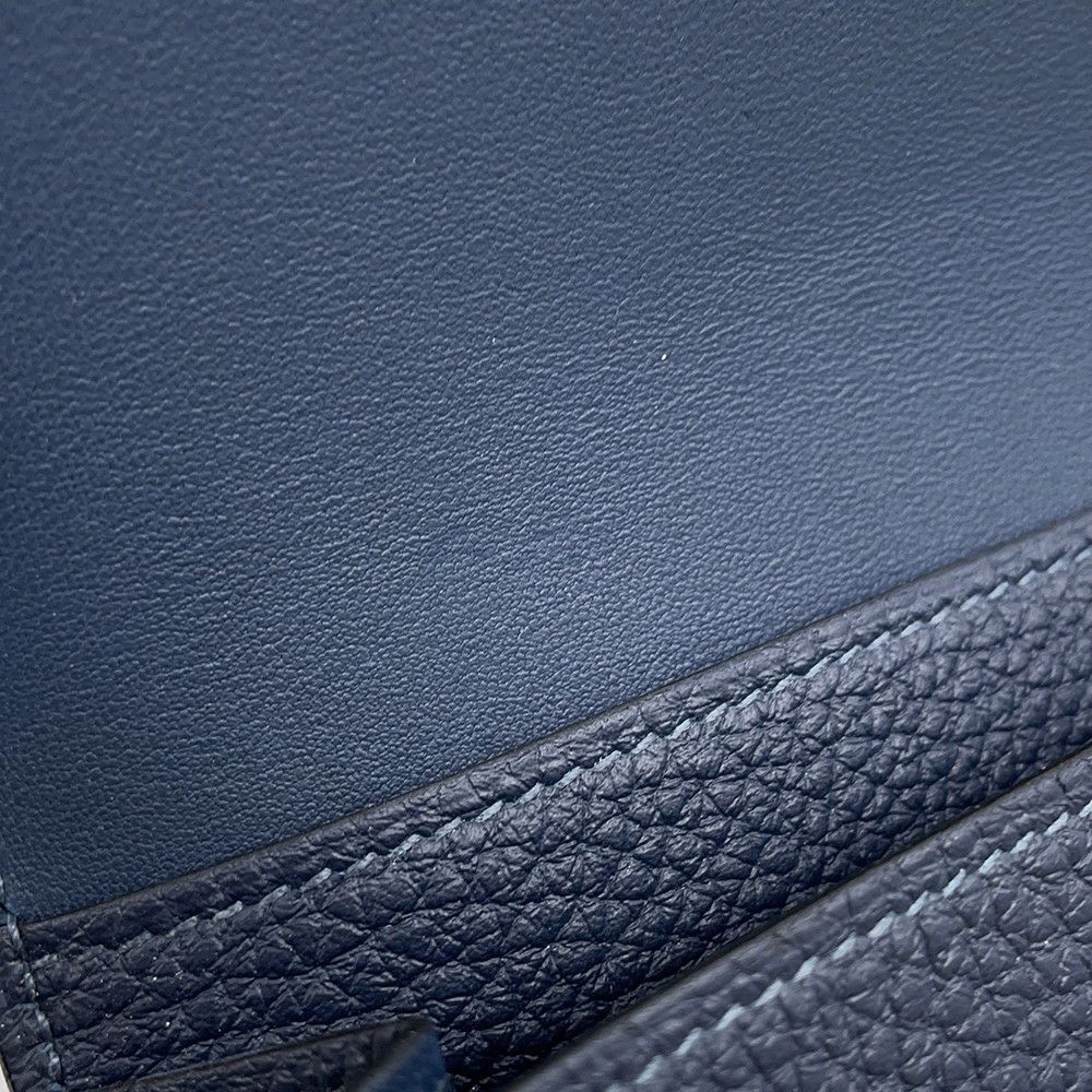エルメス 長財布 ドゴンGM ブルーネイビー/シルバー金具 トゴ K刻印 HERMES 財布