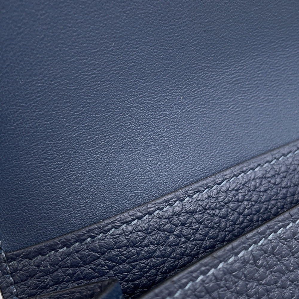 エルメス 長財布 ドゴンGM ブルーネイビー/シルバー金具 トゴ K刻印 HERMES 財布