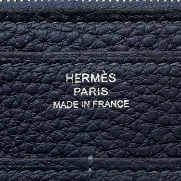 エルメス 長財布 ドゴンGM ブルーネイビー/シルバー金具 トゴ K刻印 HERMES 財布