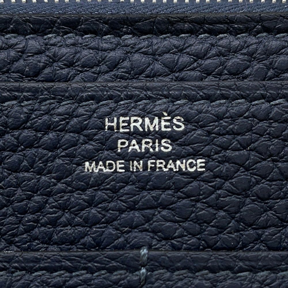エルメス 長財布 ドゴンGM ブルーネイビー/シルバー金具 トゴ K刻印 HERMES 財布