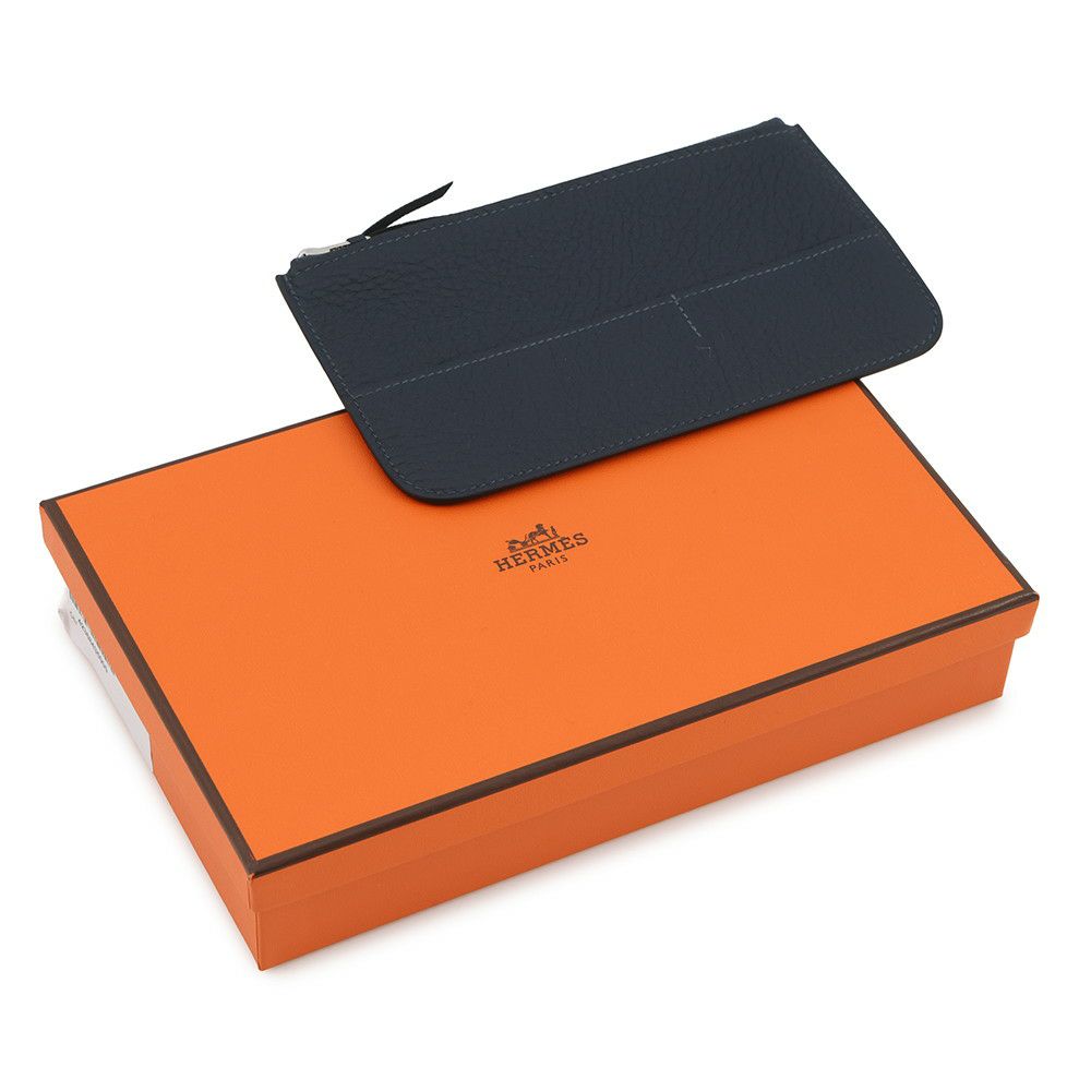 エルメス 長財布 ドゴンGM ブルーネイビー/シルバー金具 トゴ K刻印 HERMES 財布