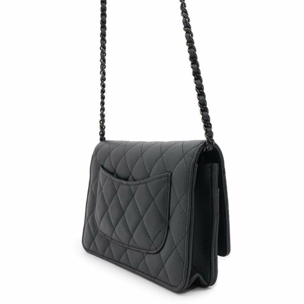 シャネル チェーンウォレット クラシック マトラッセ ココマーク ラムスキン AP0250 CHANEL 財布 黒