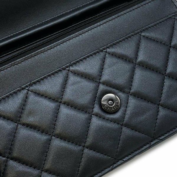 シャネル チェーンウォレット クラシック マトラッセ ココマーク ラムスキン AP0250 CHANEL 財布 黒