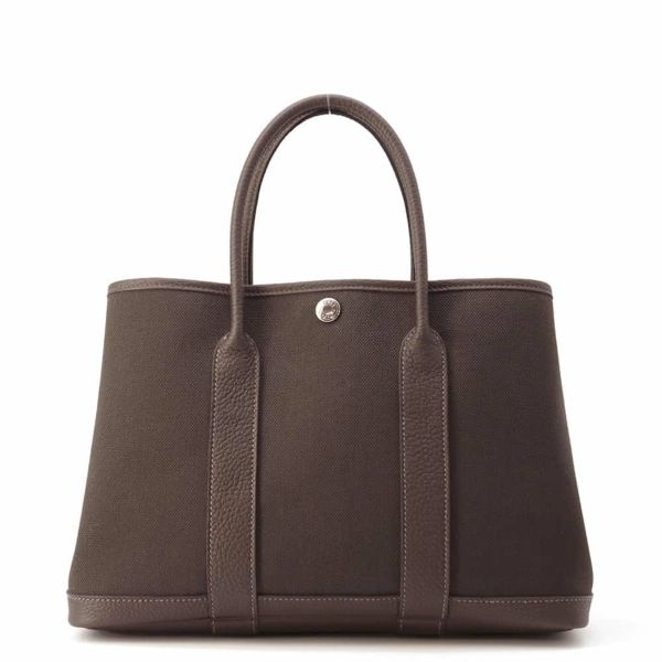 エルメス トートバッグ ガーデンパーティTPM エベンヌ/ヴェールブロンズ/シルバー金具 トワルアッシュ/ネゴンダ W刻印