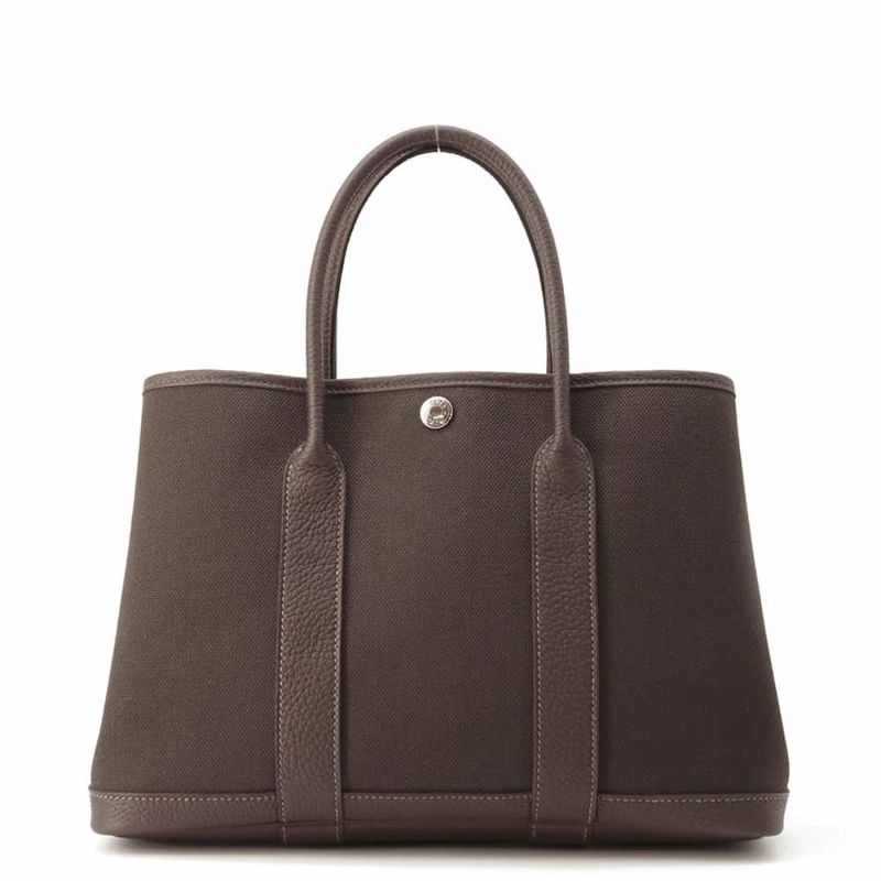 エルメス トートバッグ ガーデンパーティTPM エベンヌ/ヴェールブロンズ/シルバー金具 トワルアッシュ/ネゴンダ W刻印