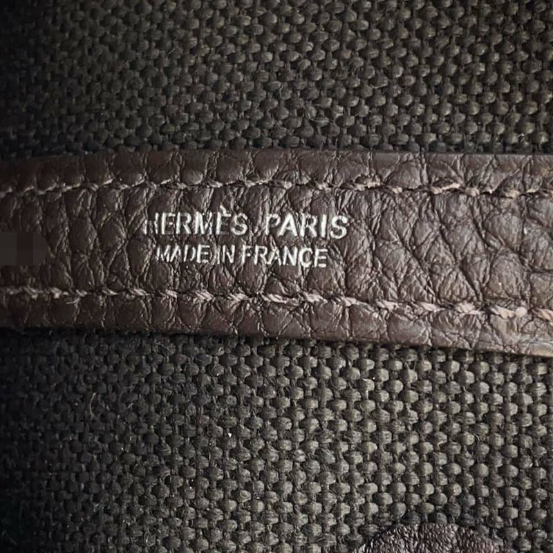 エルメス トートバッグ ガーデンパーティTPM エベンヌ/ヴェールブロンズ/シルバー金具 トワルアッシュ/ネゴンダ W刻印