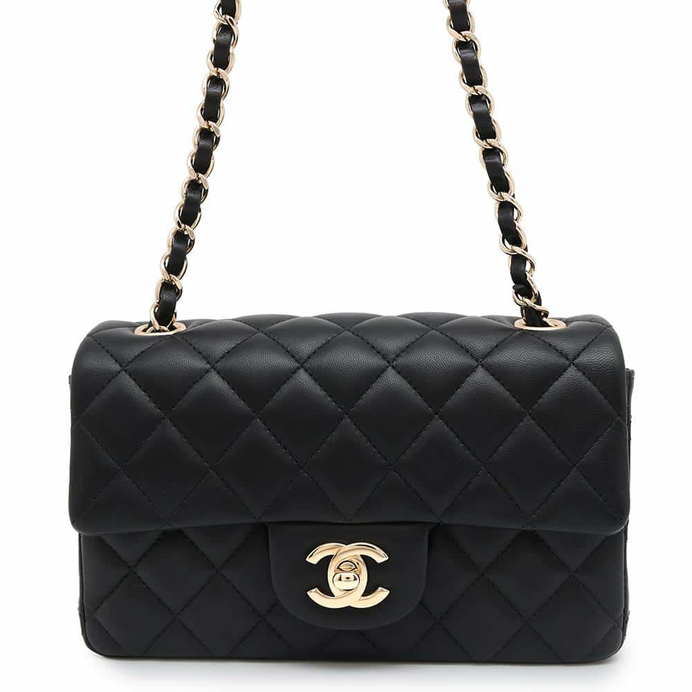 シャネル チェーンショルダーバッグ ココマーク ラムスキン A69900 CHANEL ミニ フラップ バッグ 黒