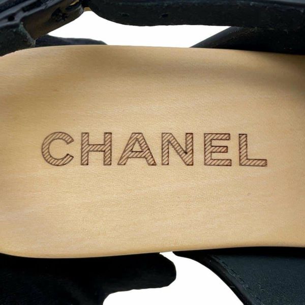 シャネル サンダル 四つ葉 ココマーク サボ ウッド レザー レディースサイズ36C G45389 CHANEL 靴 黒