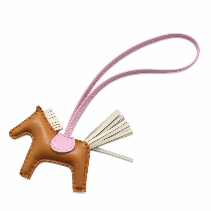 エルメス バッグチャーム ロデオPM セサミ/モーヴシルベストル/クレ U刻印 ラムスキン HERMES チャーム