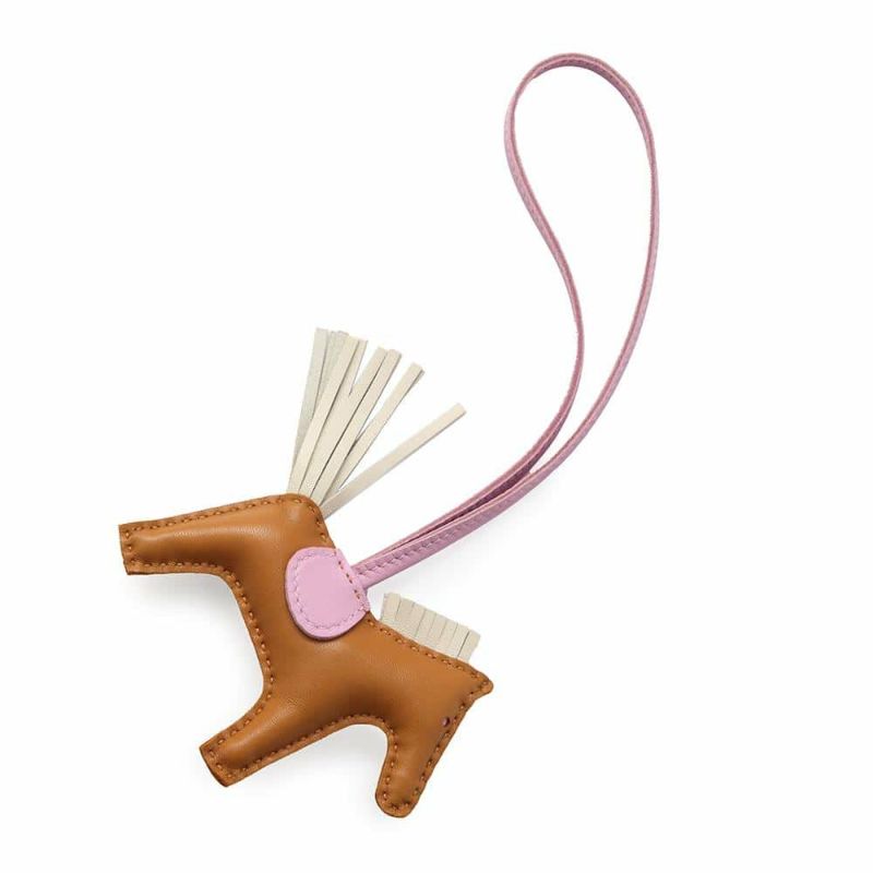 エルメス バッグチャーム ロデオPM セサミ/モーヴシルベストル/クレ U刻印 ラムスキン HERMES チャーム