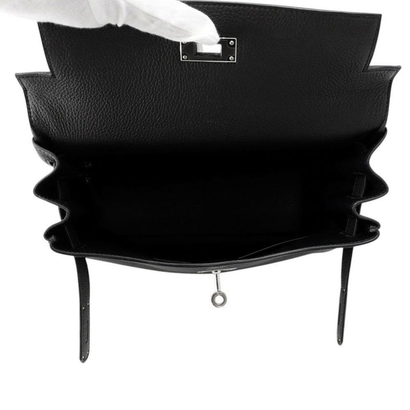 エルメス ハンドバッグ ケリー28 内縫い ブラック/シルバー金具 トゴ Y刻印 2wayショルダー 黒