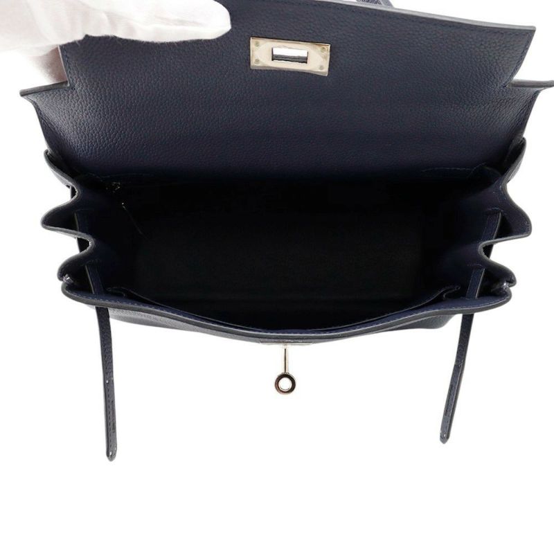 エルメス ハンドバッグ ケリー28 内縫い ブルーニュイ/シルバー金具 トゴ C刻印 2wayショルダー