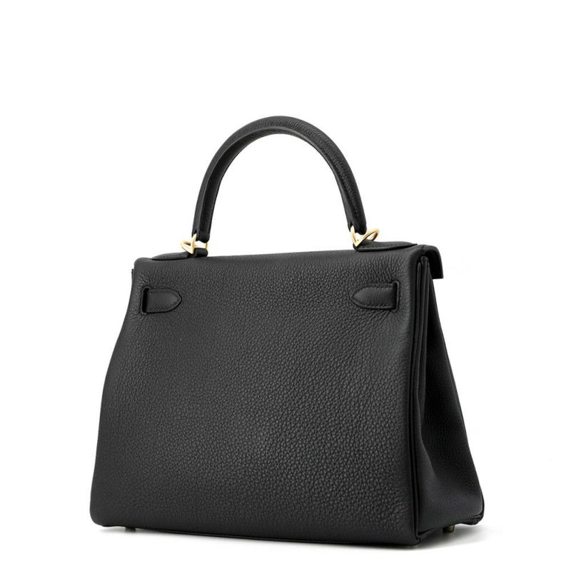 エルメス ハンドバッグ ケリー28 内縫い ブラック/マットゴールド金具 トゴ K刻印 2wayショルダー 黒