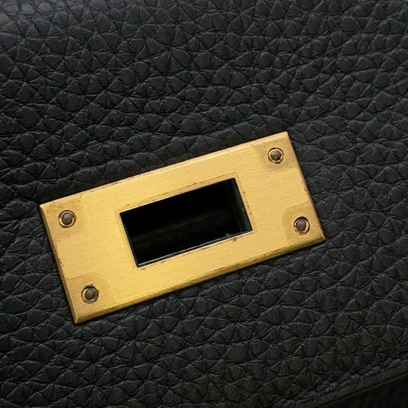 エルメス ハンドバッグ ケリー28 内縫い ブラック/マットゴールド金具 トゴ K刻印 2wayショルダー 黒