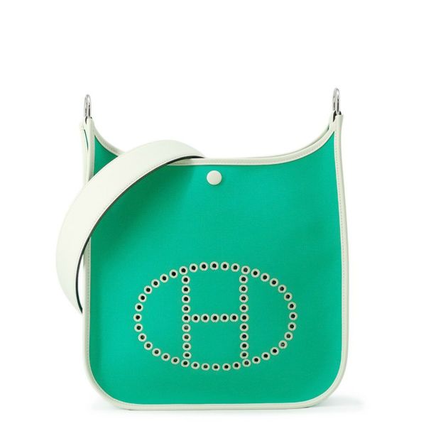 エルメス ワンショルダー ネオ エブリン PM ミント/ブルーアズテック/ヴェールフィズ/シルバー金具 トワルオフィシエ/スイフト W刻印