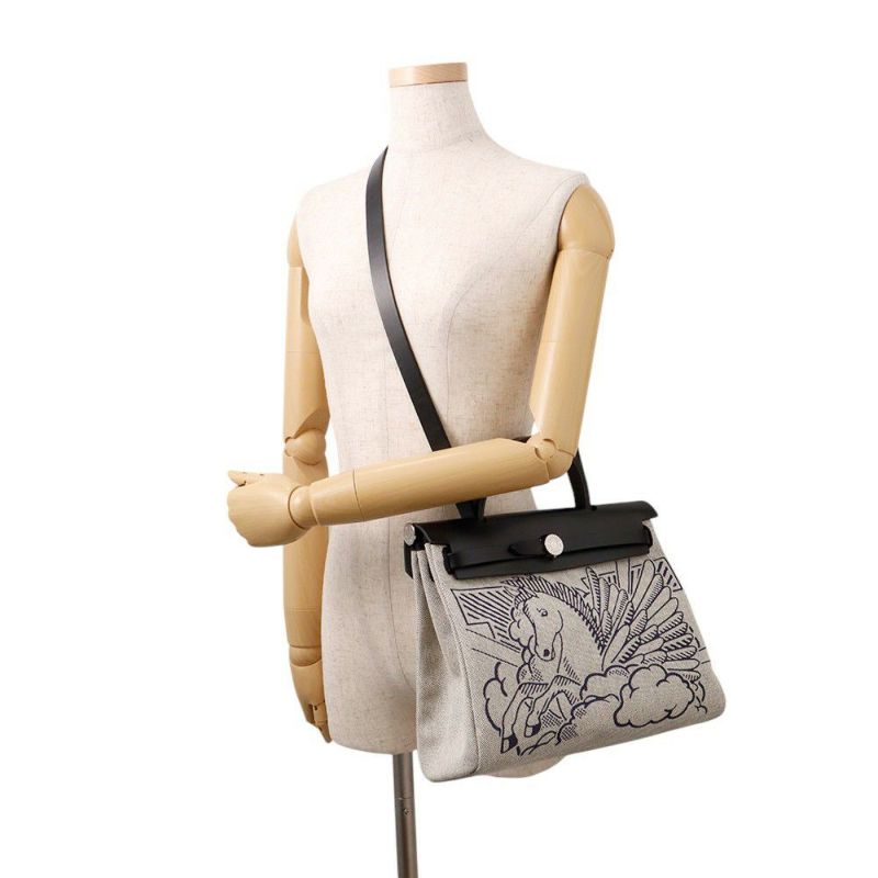 エルメス エールバッグジップPM ペガサスポップ ブラック/ブルーインディゴ/エクリュ/シルバー金具 トワルアッシュ/ヴァッシュハンター Y刻印 黒