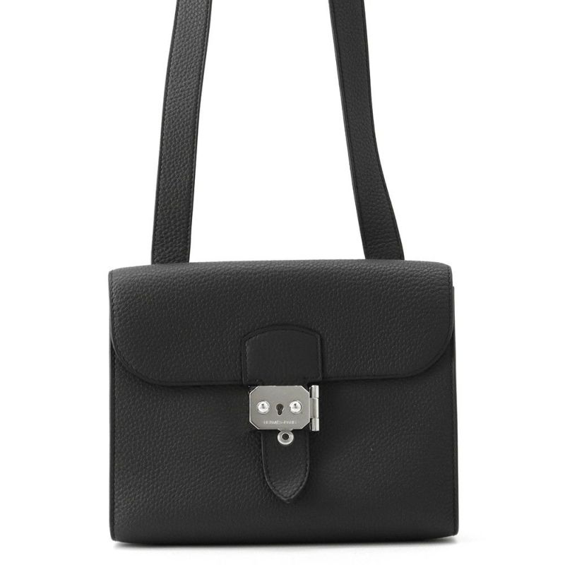 エルメス ショルダーバッグ サック ア デペッシュ21 ブラック/シルバー金具 トゴ B刻印 黒