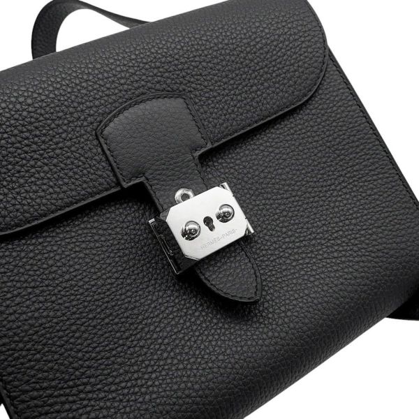 エルメス ショルダーバッグ サック ア デペッシュ21 ブラック/シルバー金具 トゴ B刻印 黒