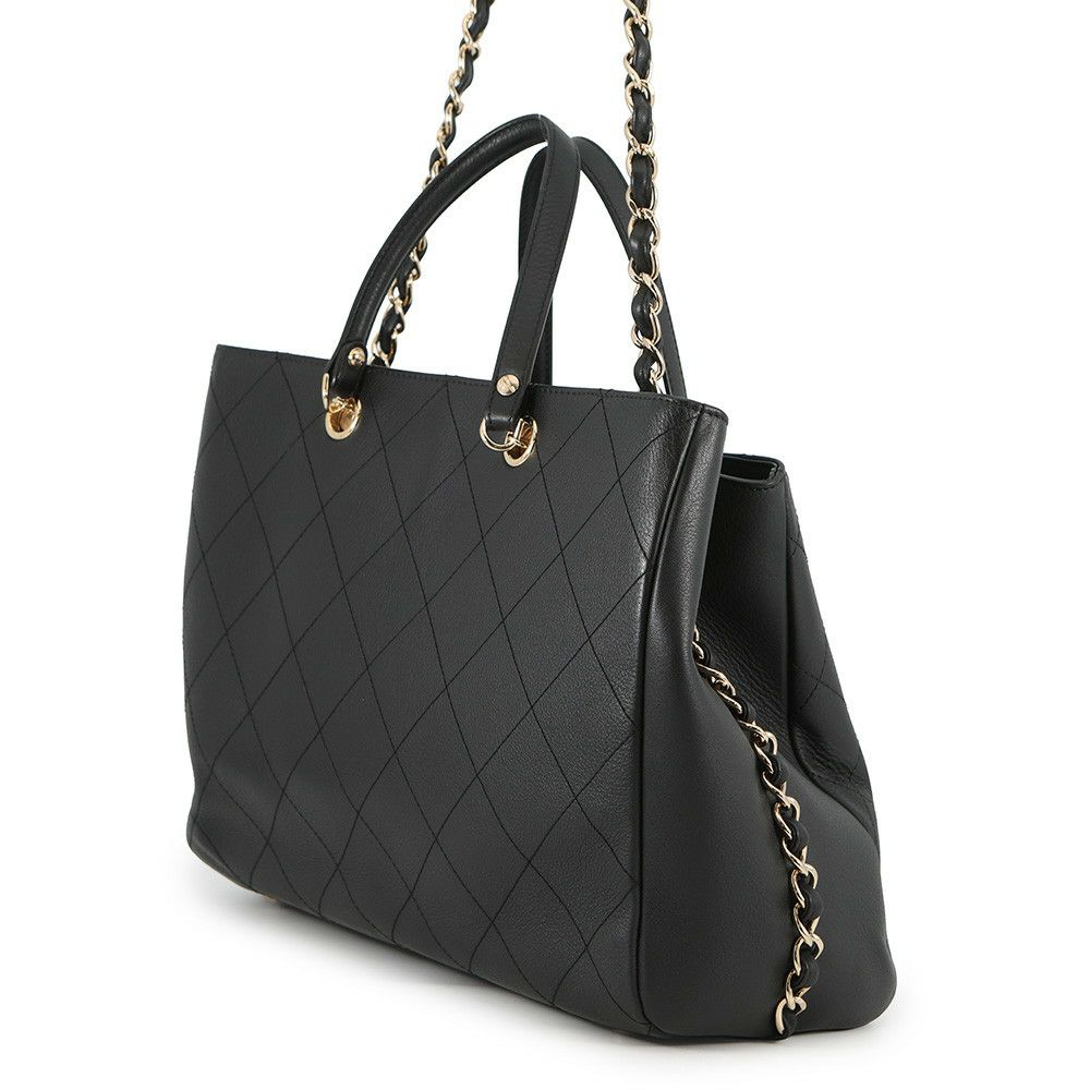 シャネル チェーントートバッグ ココマーク カーフレザー AS0356 CHANEL バッグ 2Wayショルダーバッグ 黒