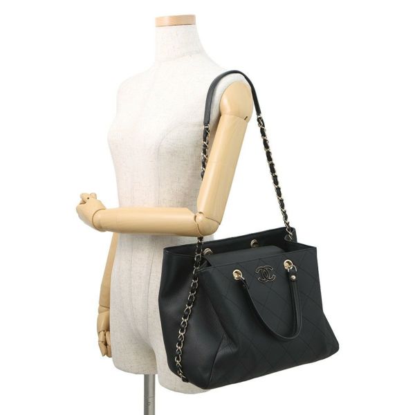 シャネル チェーントートバッグ ココマーク カーフレザー AS0356 CHANEL バッグ 2Wayショルダーバッグ 黒