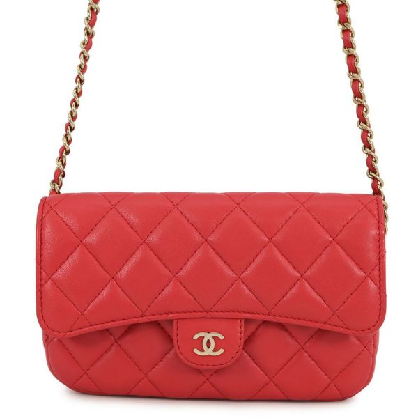 シャネル チェーンショルダーバッグ フラップ フォンケース マトラッセ ココマーク ラムスキン AP2096 CHANEL ポシェット