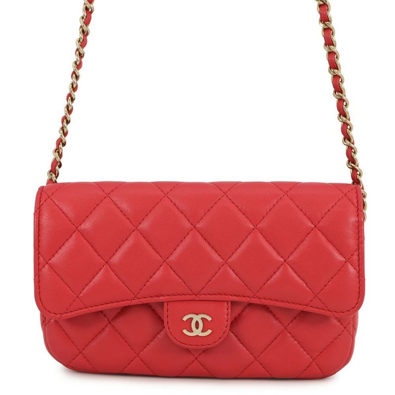シャネル チェーンショルダーバッグ フラップ フォンケース マトラッセ ココマーク ラムスキン AP2096 CHANEL ポシェット