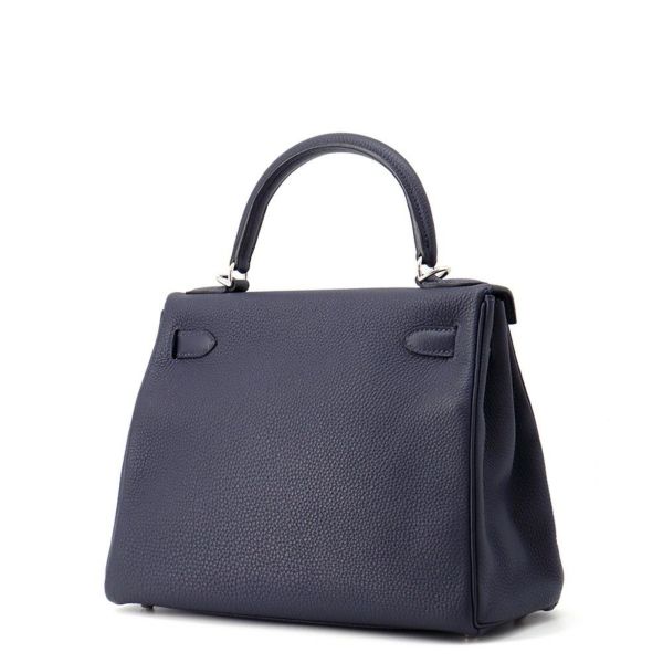 エルメス ハンドバッグ ケリー28 内縫い ブルーニュイ/シルバー金具 トゴ X刻印 ２wayショルダー