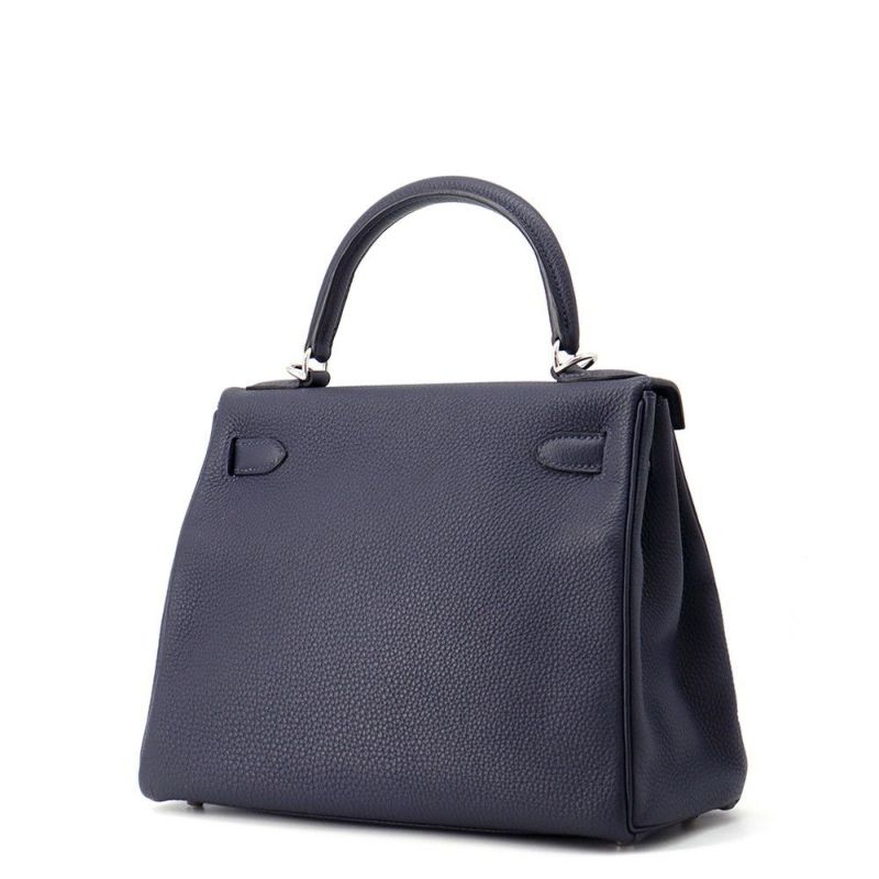 エルメス ハンドバッグ ケリー28 内縫い ブルーニュイ/シルバー金具 トゴ X刻印 ２wayショルダー