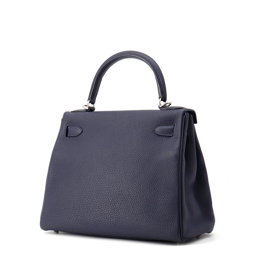 エルメス ハンドバッグ ケリー28 内縫い ブルーニュイ/シルバー金具 トゴ X刻印 ２wayショルダー