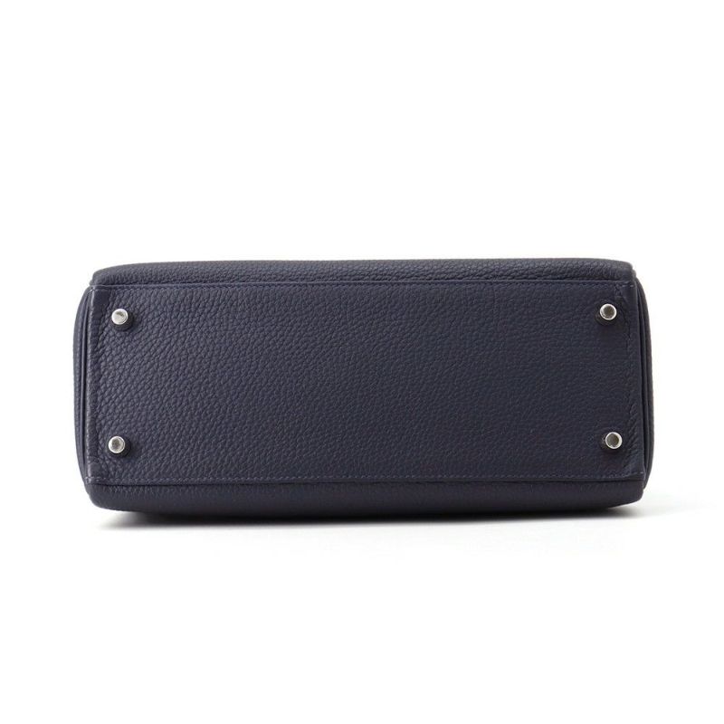 エルメス ハンドバッグ ケリー28 内縫い ブルーニュイ/シルバー金具 トゴ X刻印 ２wayショルダー