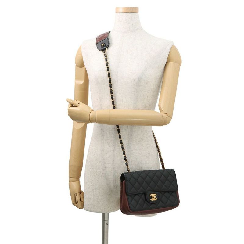 シャネル チェーンショルダーバッグ マトラッセ ココマーク ラムスキン AS2228 CHANEL 黒