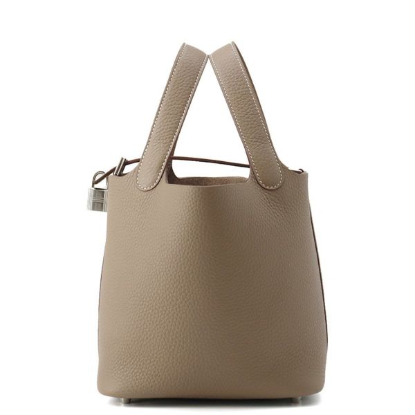 エルメス ハンドバッグ ピコタンロックPM エトゥープ/シルバー金具 トリヨンクレマンス K刻印