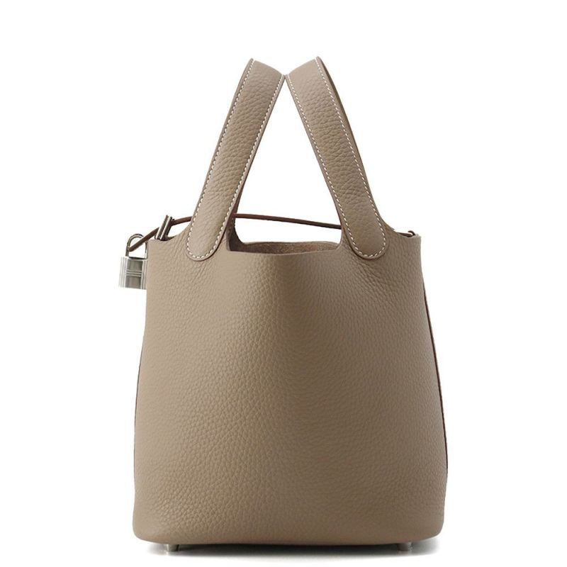 エルメス ハンドバッグ ピコタンロックPM エトゥープ/シルバー金具 トリヨンクレマンス K刻印