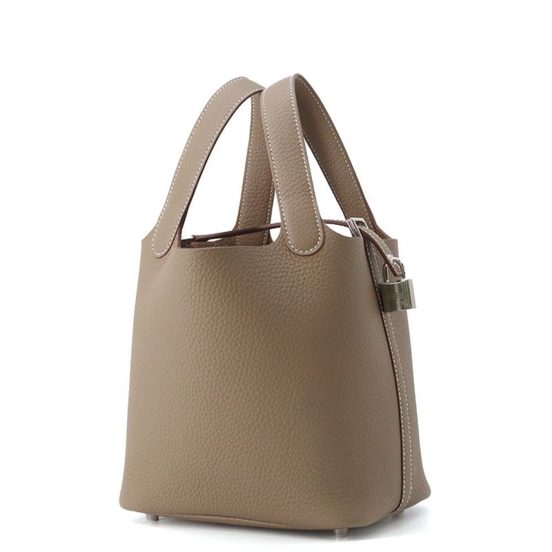 エルメス ハンドバッグ ピコタンロックPM エトゥープ/シルバー金具 トリヨンクレマンス K刻印